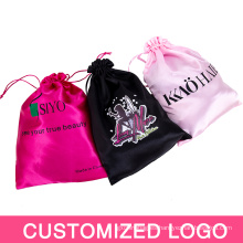 Personalizar la bolsa de seda con cordón con logotipo Bolsas de peluca de satén
